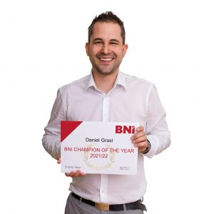 „BNI Champion of the Year“: Daniel Grasl, Geschäftsführer Neubacher Grasl Versicherungsmakler
