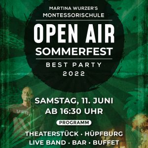 Plakat zum Open Air Sommerfest der Montessorischule in Baden
